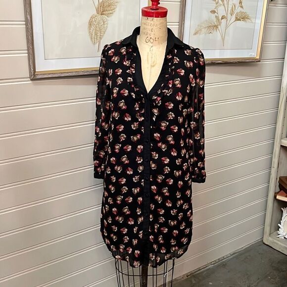 Elle Dresses & Skirts - ELLE Long Sleeve Floral Shirt Dress Size Small